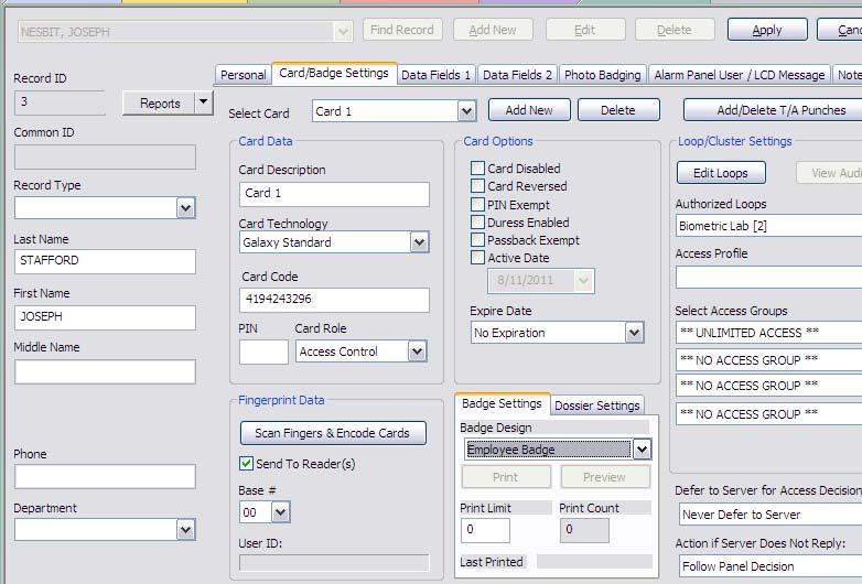 STEP-4 Assigning a Badge Design to a Cardholder SG Badging w/ Card Exchange Inside Quick Guide In System Galaxy, you must assign the badge design to the cardholder in the Cardholder screen.