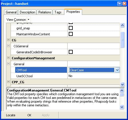 Rhapsody CM Capabilities Rhapsody integrates the capability to manage the model configuration and provides a front-end to a Configuration Management (CM) tool (PVCS, Clearcase and SourceIntegrity).