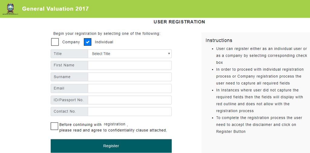 below: 2. The user registration form below shall be displayed. 3.