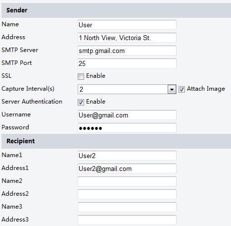 2. Configure relevant parameters of the sender and the recipient The following table describes some major parameters.