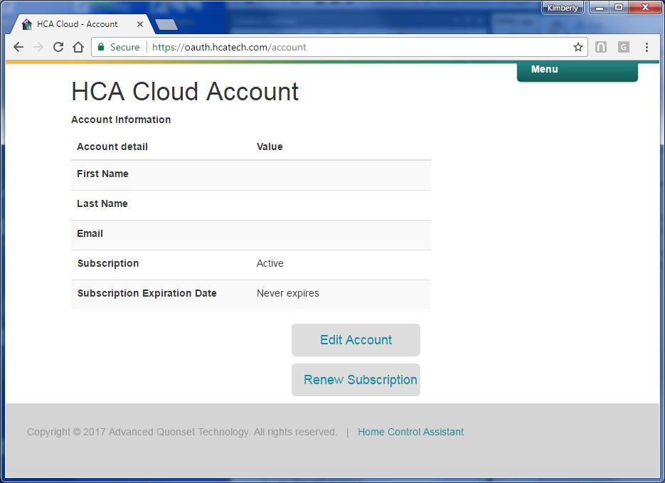 Step 2. Edit your account information to enter your name and an email address used to confirm your account.