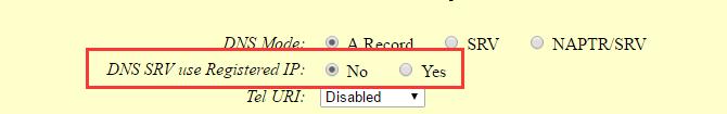 DNS SRV use Registered IP User can find the re-enter confirm box at Web -> Profile Settings If set this option to Yes, when registered on second SRV and making an outbound call, it will try the
