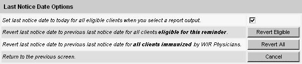The Summary screen lists the number of clients involved in the search and the criteria that were used to define the search. From the Summary screen, you may create various reminder output options.