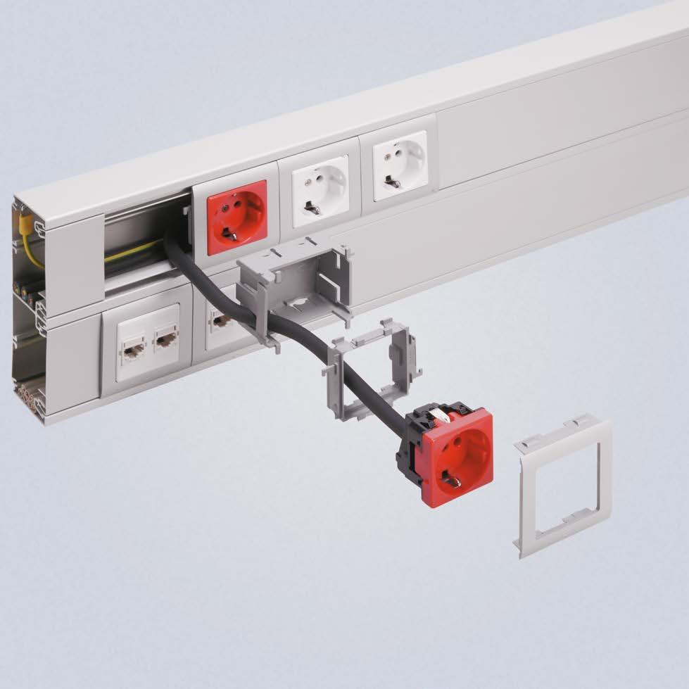 93 Mounting of switches and sockets Safe installation Fixed divider Independent compartments Insulating box Recommended to protect the outlet s connections Outlets adapter: