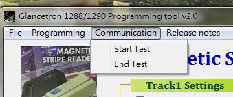 3. Communication: [Start Test]: To test reading card data with 1288/1290.