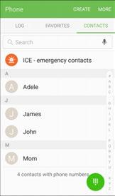 2. Tap Contacts to display the Contacts list. The contacts list appears. 3. Tap a contact. 4. Tap Call next to the number you want to call. The phone dials the number.