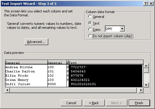 The 9 column should be selected for Not Imported (Skip) as the IP Office Speed dials do not require the line access.