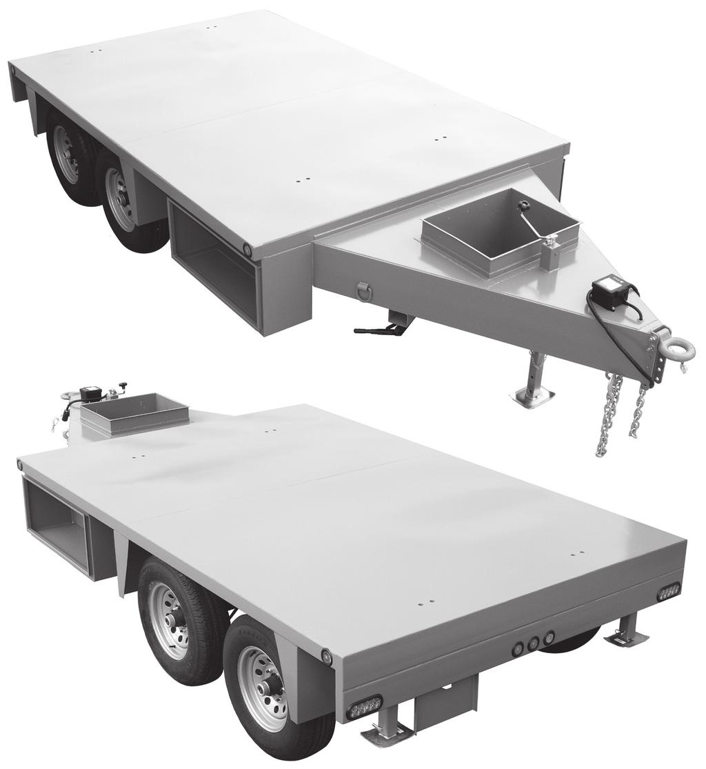 Trident 2500 1500KW - 2500KW Page 4 Trailers Heavy-duty, purpose-built for the application, tandem axle trailer: Construction: Structural steel chassis, steel deck, all welded, built to DOT