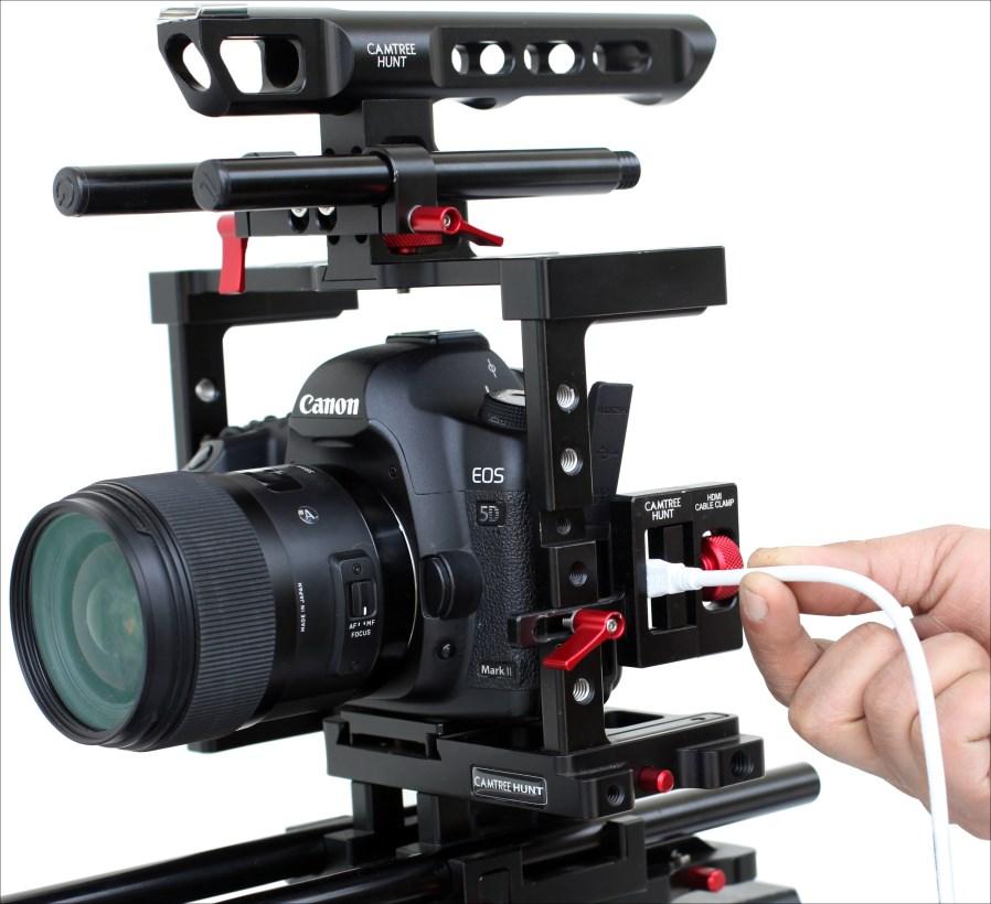 Camtree Hunt Grand DSLR Camera Cage 5 Plug your cable and tighten the knob to secure it.