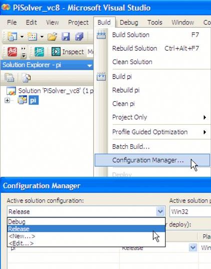 Active Solution Configuration drop-down box, select the Release