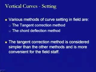 (Refer Slide Time: 30:02) Now, we come to the next aspect of the vertical curve, the setting of the curve in the