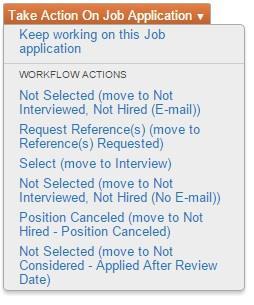 Changing the Status of Multiple Applicants To move a group of applicants to a new workflow state Again, this is an action that only the Applicant Reviewer can perform. 1.