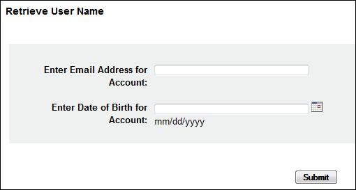 Accessing RxSentry 4 Click Retrieve User Name. 5 Type the e-mail address associated with your account in the Enter Email Address for Account field.