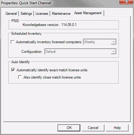 Prism Console Users Guide Asset Management tab (Channel Properties) On the Channel Properties Asset Management tab, set the schedule for the automatic inventory scan of managed computers.