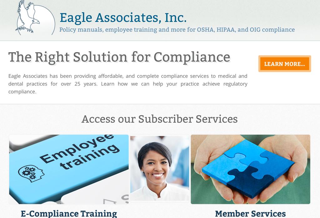 Services provided by Eagle Associates address compliance for OSHA, HIPAA, OIG, and CLIA regulations and guidelines.