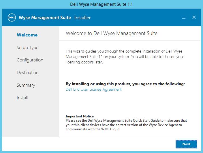 Installing Wyse Management Suite on private cloud 3 A simple installation of Wyse Management Suite consists of the following: Wyse Management Suite server (includes repository for application and