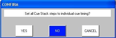 When you record more than one Cue onto a Playback the Cue Stack controls the transition from one Cue to another. In Normal mode by default the Cue Stack operates like a chase - i.e. each Cue is executed in turn, with timing being handled by a Chase Speed for the whole Cue Stack.