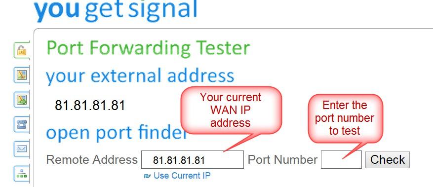 This should prove both your forwarding rule & your inbound rule within the firewall on your PC. This site is:- http://www.yougetsignal.