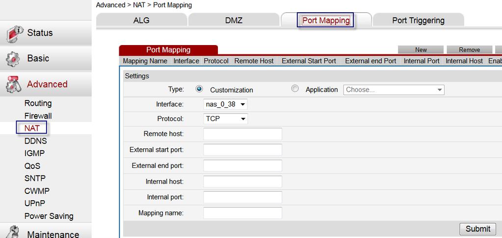 Port Forwarding on Huawei routers (& some DSL-3780s) Log in to the router & go into advanced mode.