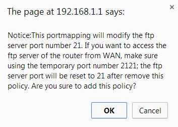 Note when adding this forwarding rule you will see this box:- Click OK to that.