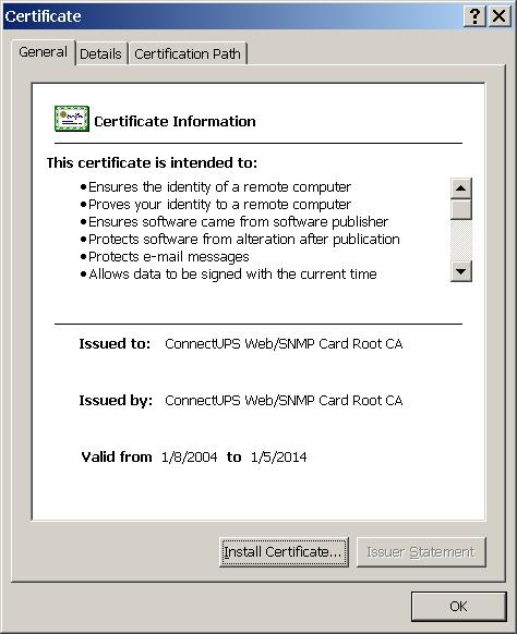 Click Install Certificate as
