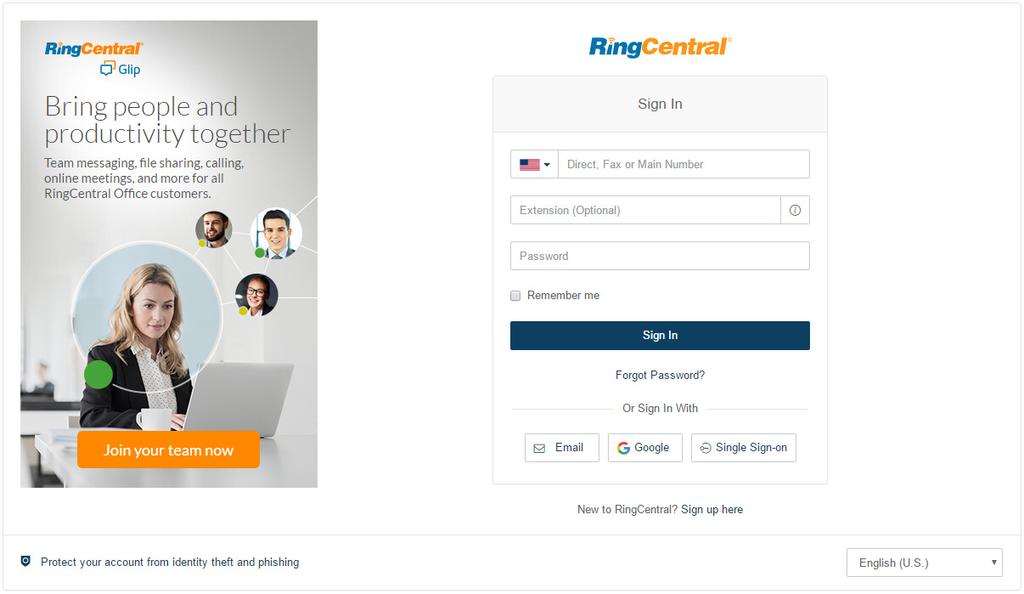 RingCentral Office User Guide Access Your Account How to Access Your Account Log in to your online account by going to https://service.ringcentral.