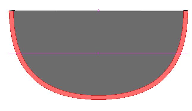 Chapter 5 Using Maxsurf Skin thickness projected outside / Hydromax Section line with surface thickness included.
