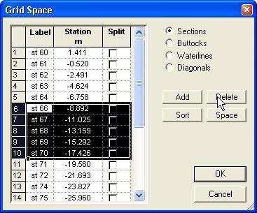 Chapter 4 Maxsurf Windows Copying and Pasting Grid Lines The Grid Spacing dialog allows copy and paste operations to take place on the tables of grid names and positions.