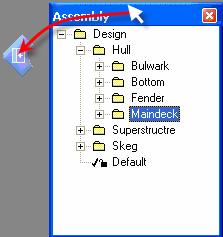 Docking the Assembly Window To dock a floating assembly window, simply left click on the top window border and drag it onto any of the stickers