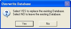 Figure 6 Replace or Upgrade Selection If a previous database is found you will be prompted to either upgrade the database or overwrite the database.