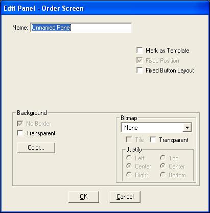 The justification setting determines how the bitmap displays on the panel. Select Left, Center, or Right to horizontally align the bitmap on the panel.