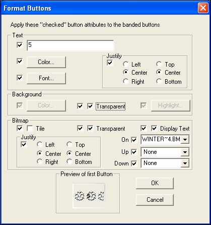 Format a Group of Buttons Figure 47 Space Evenly Up and Down To format a group of buttons or copy the attributes of the first created button within a selection, select the buttons using the