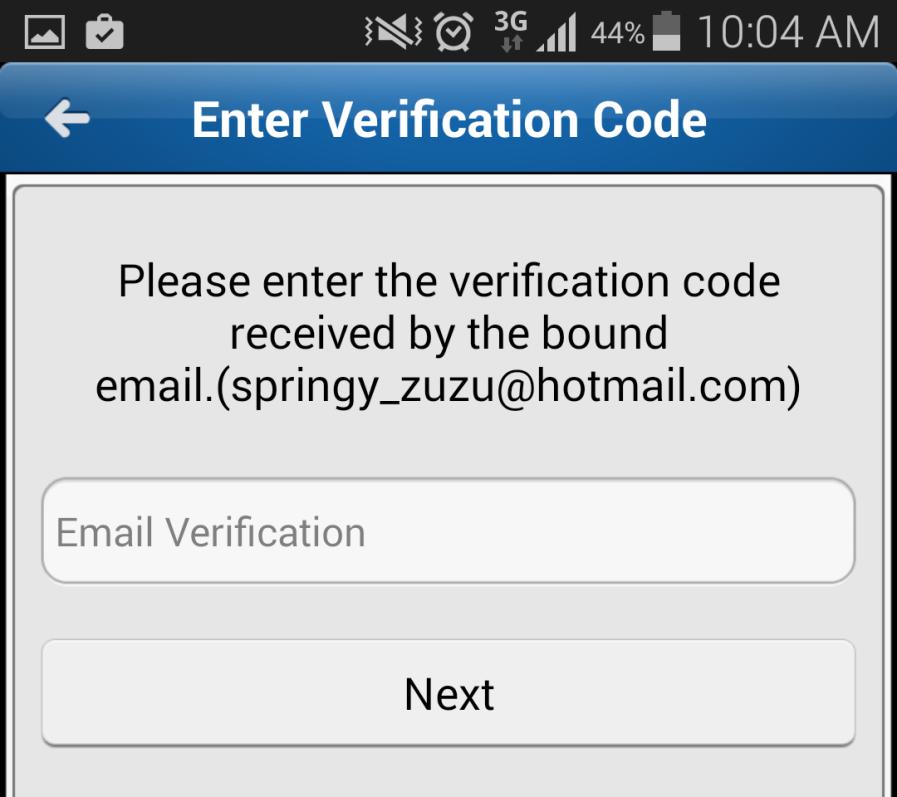 5. Once you have received your email enter the 4 digit verification code which
