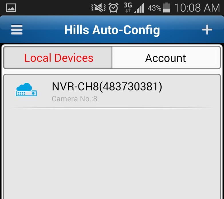 9. Once the device has been added successfully you will see it appear under local devices.