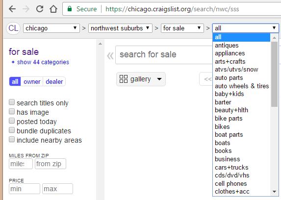 4) Narrow down to our part of the suburbs But by default, the search you re doing in that search box or with the advanced search options are of all chicago".