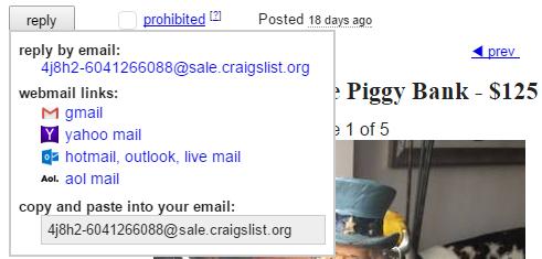 9) Reply to a seller saying you re interested (likely via Craigslist email relay) When you re ready to contact a seller, click the reply button toward the upper left of the post.