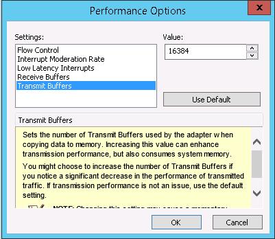 Figure 7 Increasing Transmit Buffers on network adapter ports Figure 8 Increasing Receive Buffers on network adapter