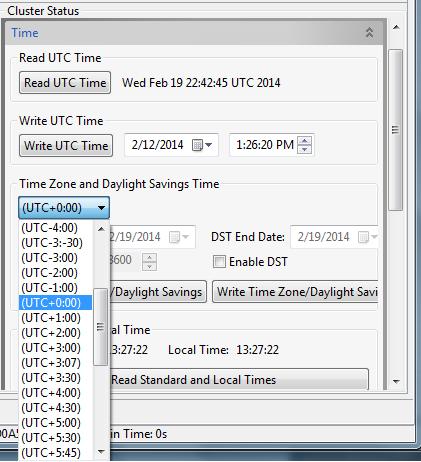 Figure 20: Time Zone Dropdown Menu Read Standard and Local Time After RapidHA Desktop has synchronized with the PC s realtime clock (by clicking on the button labeled Read UTC Time ) and the Time