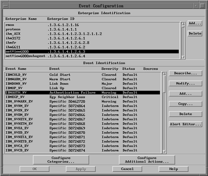 The Eent Configuration dialog box is displayed, as shown in Figure 30 on page 155. Click Help for information about the fields and buttons in this dialog box. Figure 30. Eent Configuration Dialog Box 2.
