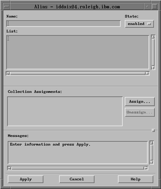 Figure 49. Alias Policy Dialog Box The fields in this dialog box hae the following meanings: Table 27.