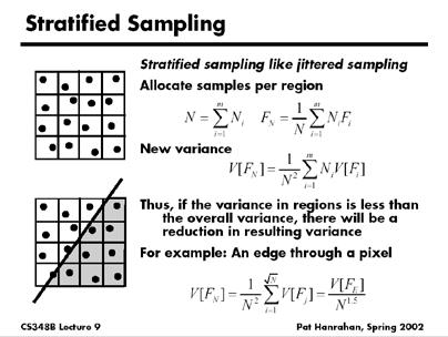 Comparison of simple patterns Latin Hypercube Quasi Monte Carlo Ground Truth Uniform Random Stratified 16 samples for area light, 4 samples per pixel, total 64 samples D.