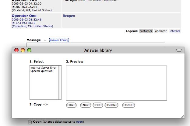 Pic. 21. Activating Answer Library. 4.1. Using an answer template. To select an answer click on the question title.