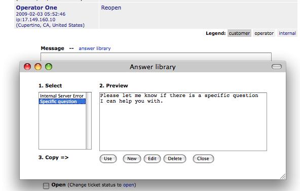 Pic.22. Answer Library. Selecting an answer template.