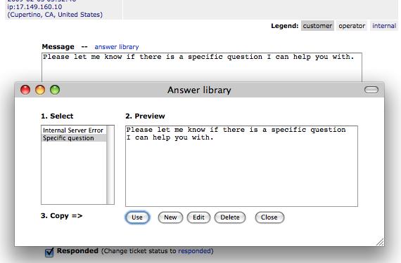 Pic.23. Answer Library. Answer template has been appended to a message. 4.2. Creating new answer template. To create a new answer click the New button.