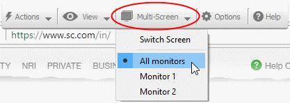 Multi-Screen - The Multi-Screen option appears only on taking control of an endpoint with multi-monitor setup.