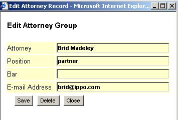 Registered, Disputed may add classifications Business Groups Used in all modules User determined Domain Name Other Party Status Type of Domain change The Attorneys table To amend entries in