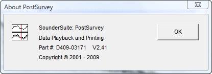 SounderSuite-USB: PostSurvey 8-1 8 H e l p 8.1 About PostSurvey The About PostSurvey.