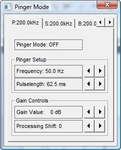 SounderSuite: EchoControlClient 5-21 5.7 Pinger Mode (Chirp 3200/Scientific systems only) (EchoSounder parameters) This option allows the user to activate the echosounder s specialized Pinger Mode.