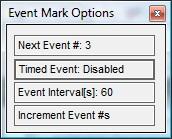 8-1 SounderSuite: EchoControlClient 8 MAIN MENU - Setup 8.1 Event Marks (Application parameters) The Event Marks option pops up a dialogue box that allows the user to adjust the event marking options.