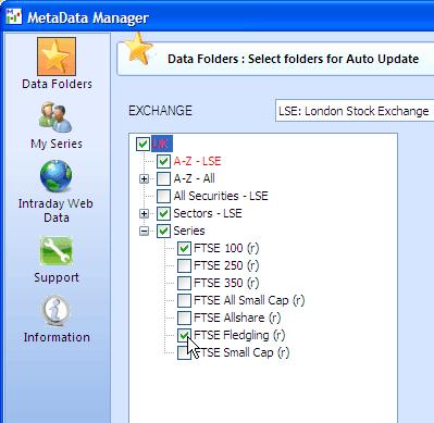 Choose the stock exchange you want to adjust in the list box at the top of the Data Folders page. 3.